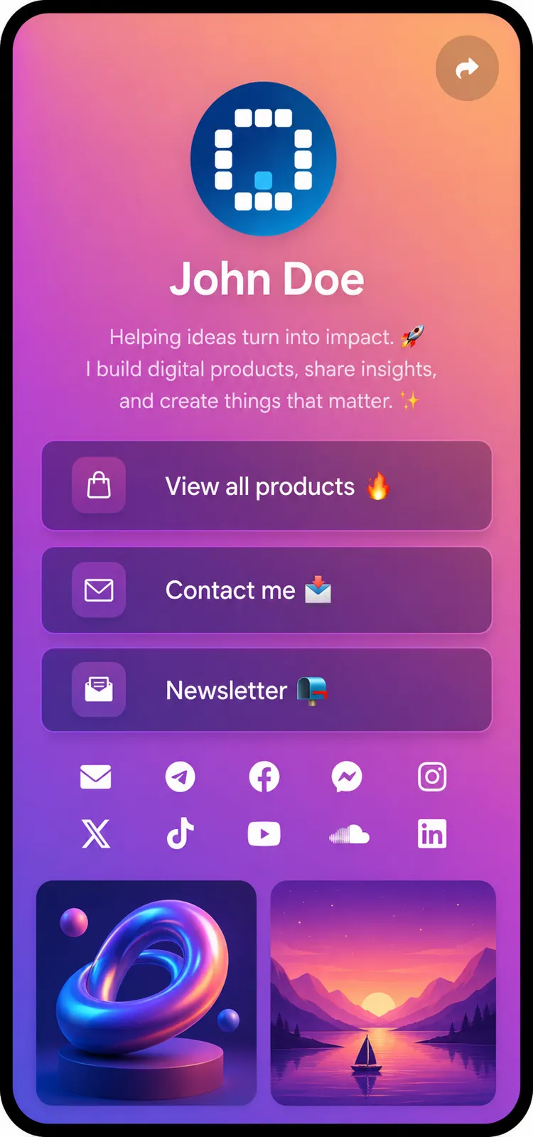 Screenshot of biolink page examples