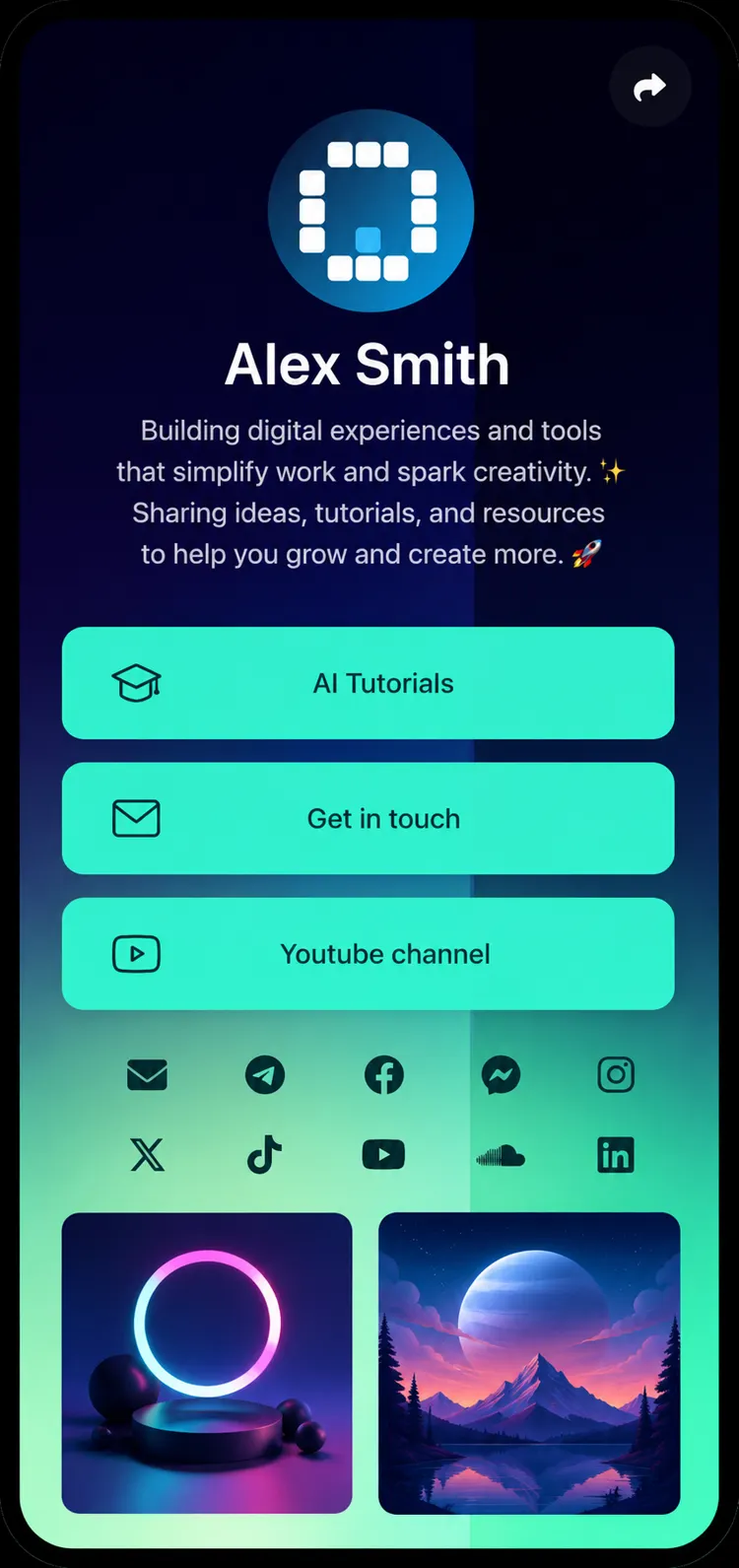 Screenshot of biolink page examples